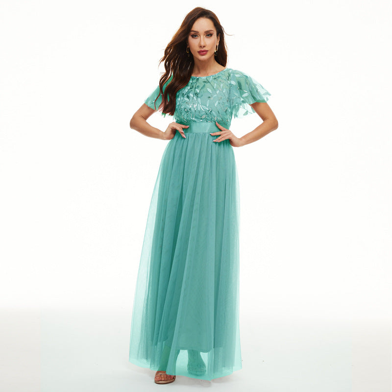 Sleeve Round Neck Pettiskirt High Waist Wedding Dresses