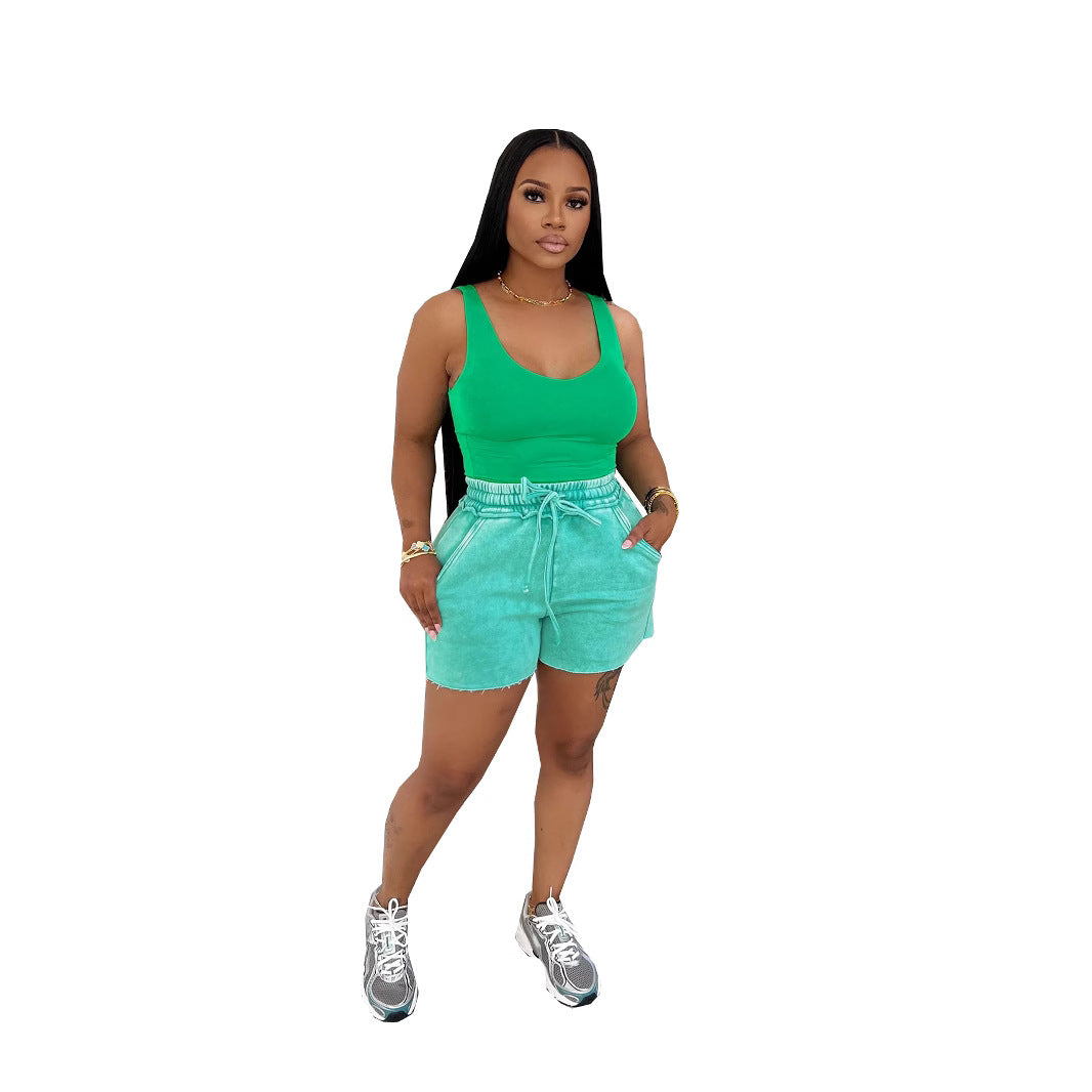 Women's Thickened Cotton Washed Sexy Casual Two-piece Suits