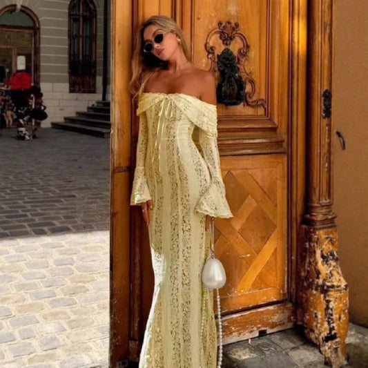 Women's Fashion Elegant Sexy Tube Lace Dress Tops