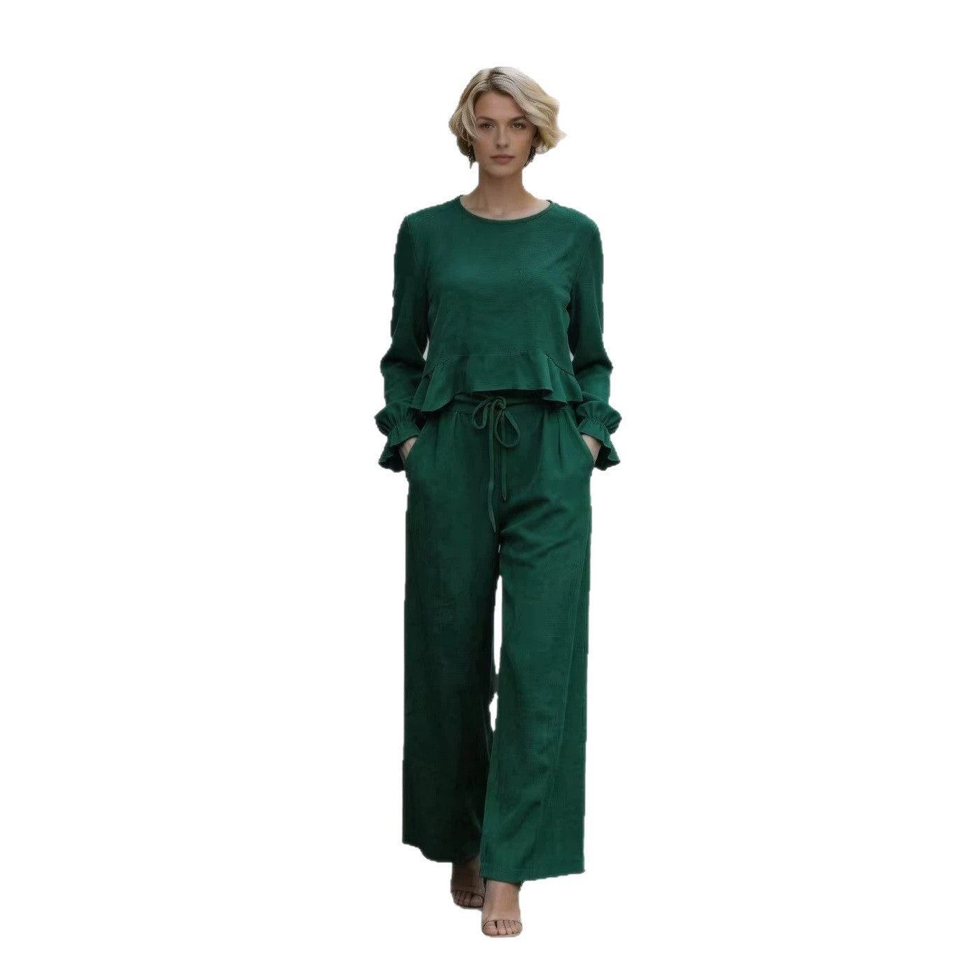 Comfortable Stylish Classic Women's Autumn Ruffles Fashion Casual Suit