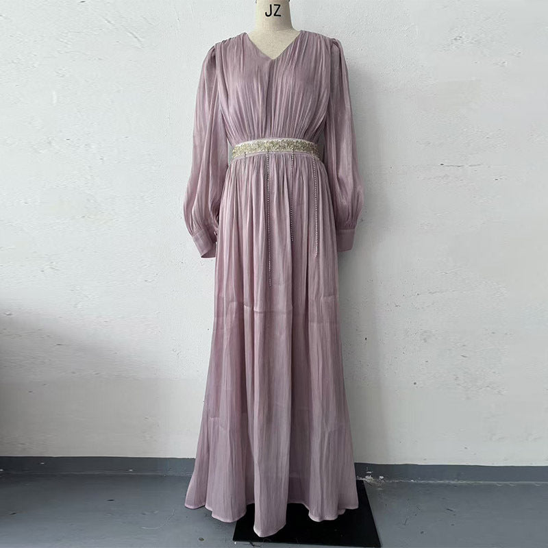 Women's Fashion Pleated Tulle Long Sleeve Big Dresses