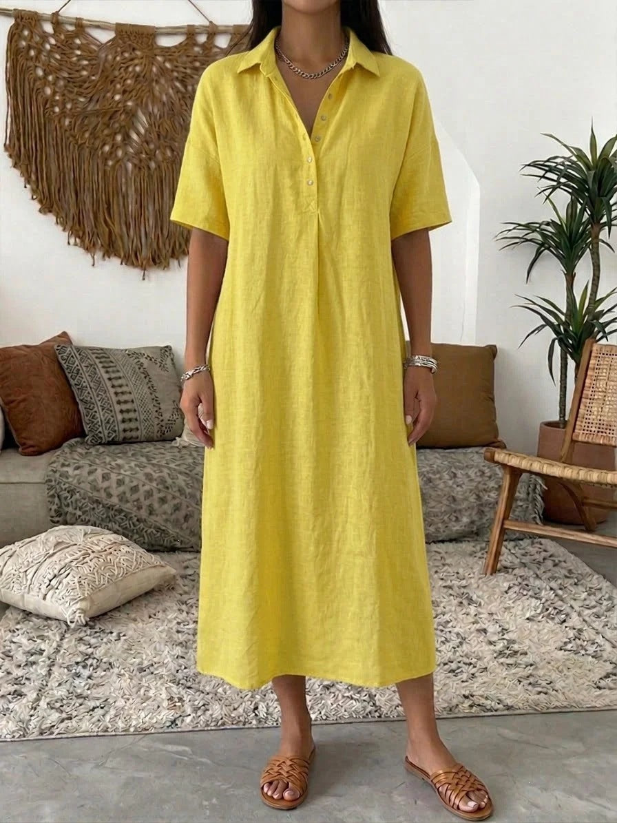 Women's Casual Comfortable Collar Linen Sleeve Shorts