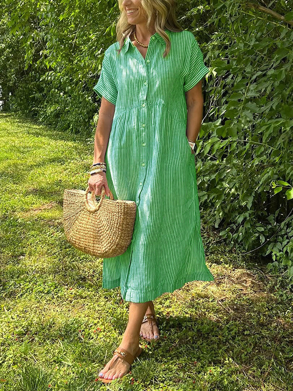 Women's Sleeve Shirt Summer Casual Cotton Linen Skirts