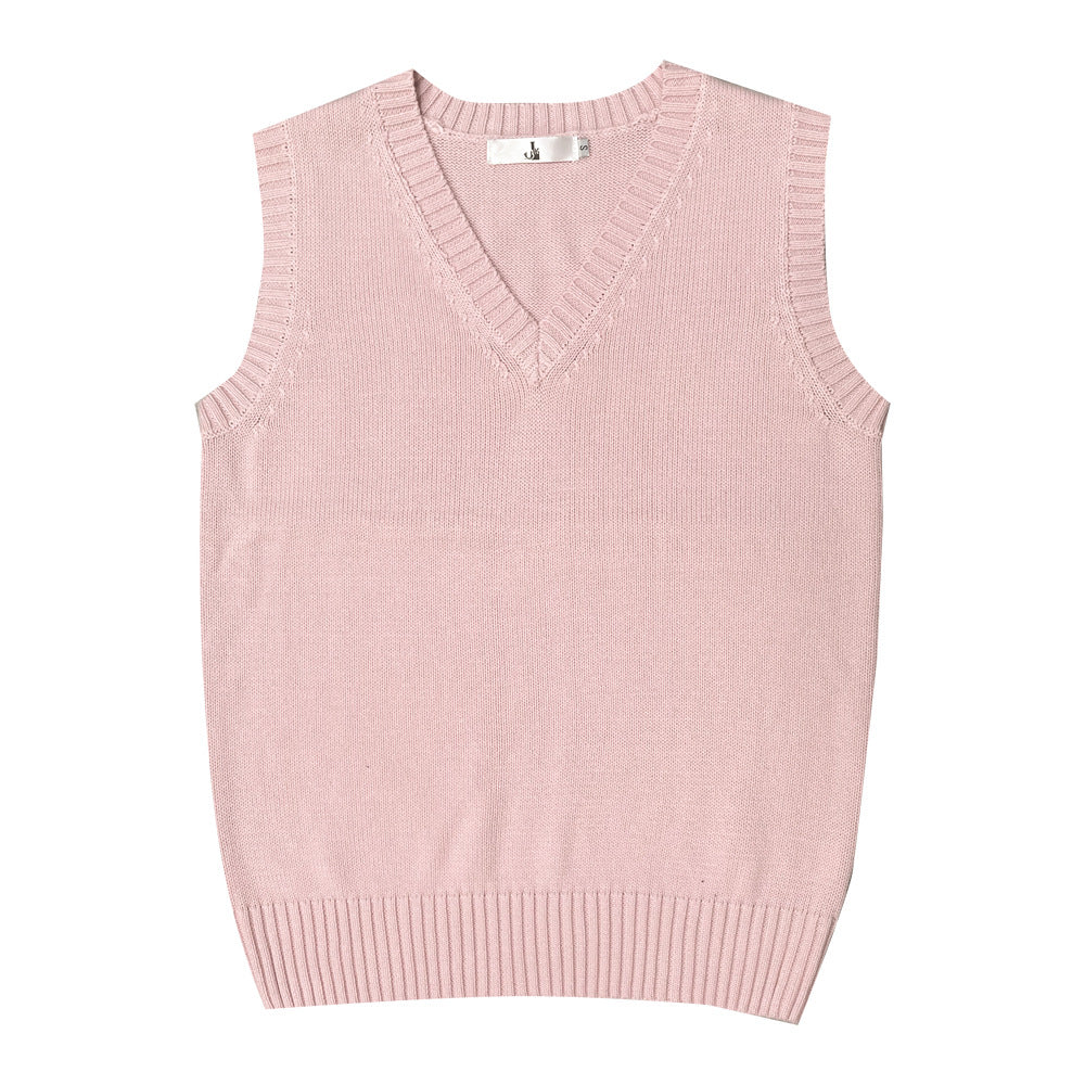 Women's Solid Color British College Style Sleeveless Women's Sweater
