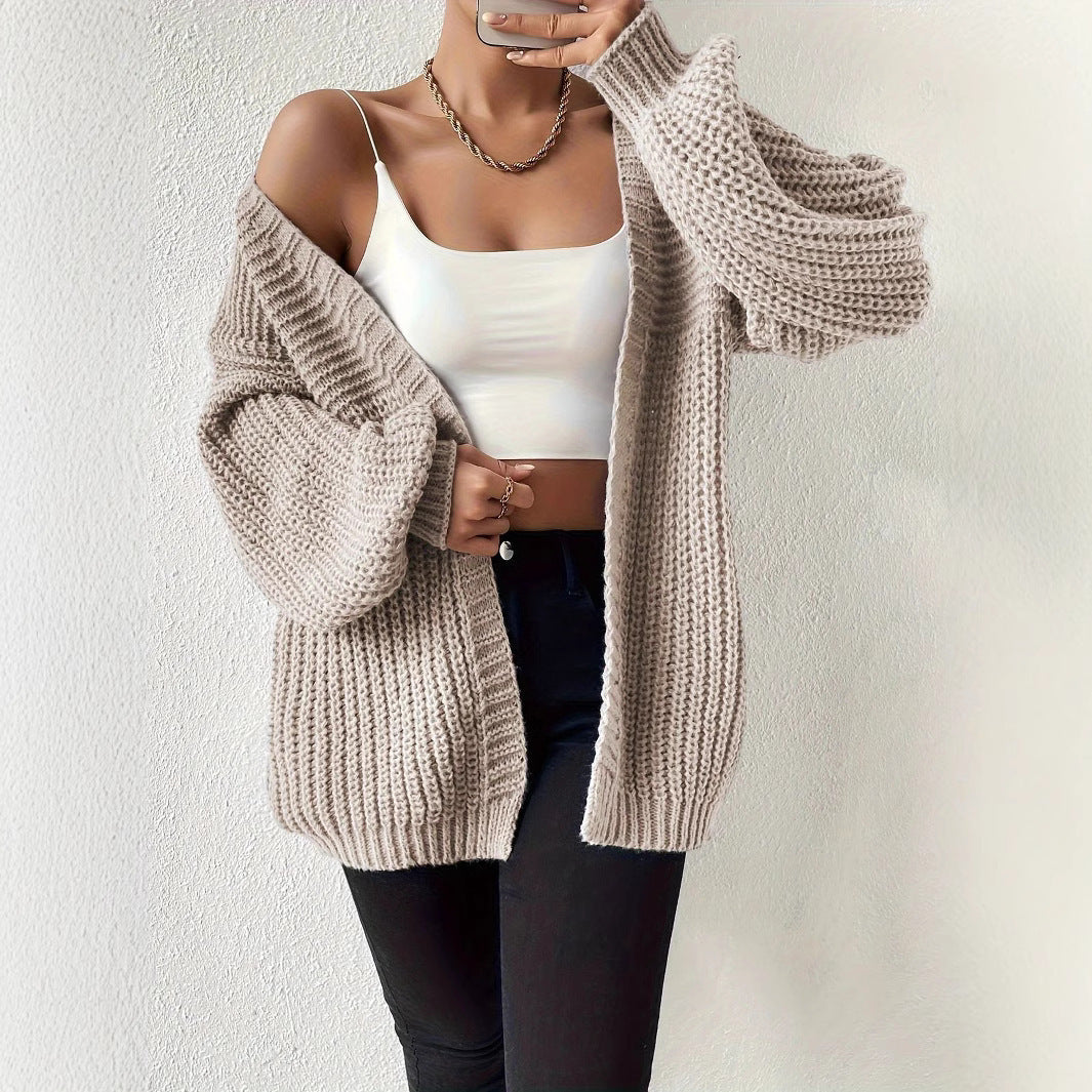 Knitted Solid Color Lazy Simple Versatile Cardigans