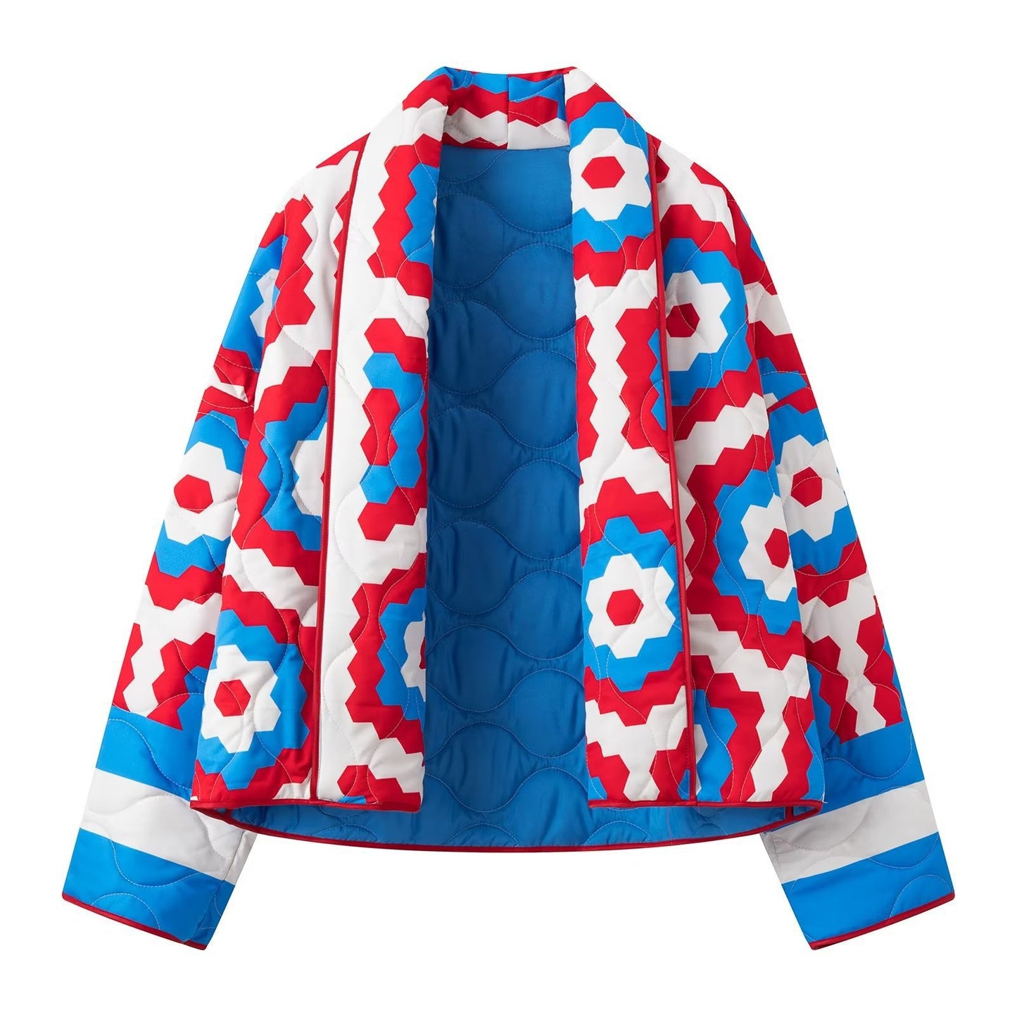 Women's Winter Street Fashion Printed Kimono Cotton Coats