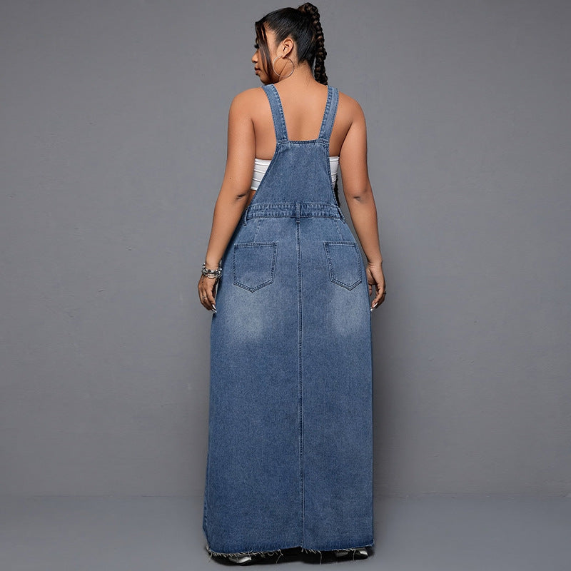 Women's Large Denim Cool Strap Dress Dresses