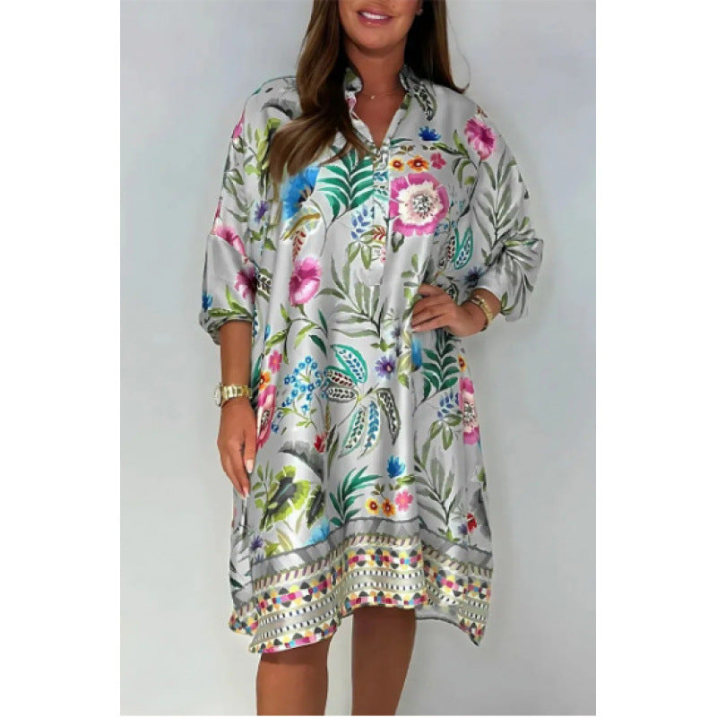 Women's Versatile Fashion Multicolor Printing Dress Dresses