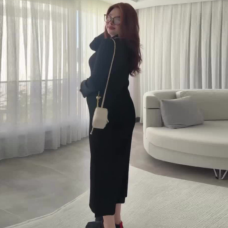 Women's Autumn Fashion Wear Slimming Long-sleeved Lapel Dresses