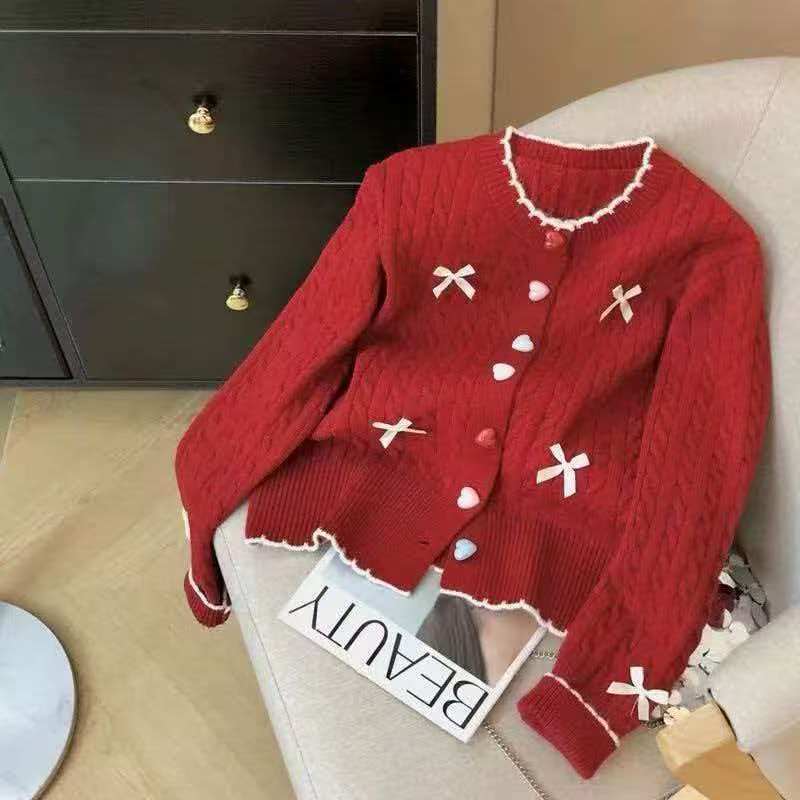 Women's Korean Sweet With Round Heart-shaped Colorful Design Women's Sweater