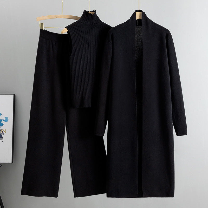 Lazy Temperament Knitting Sleeveless Three-piece Set Fashion Casual Suit