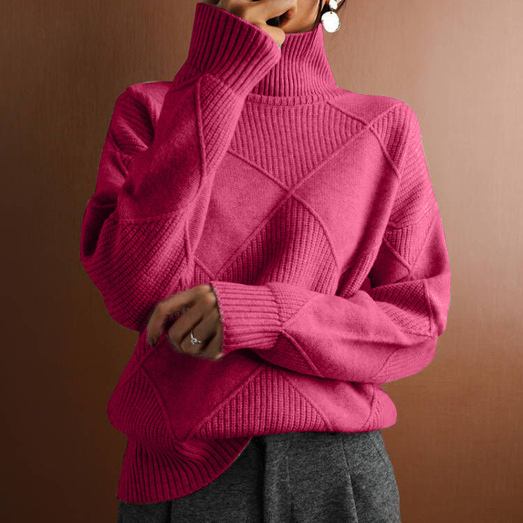 Women's Loose Temperament Commuter Solid Color Turtleneck Sweater