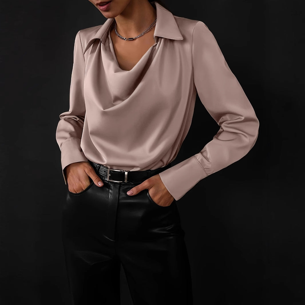 Women's Autumn Temperament Pure Color Simple Swing Blouses