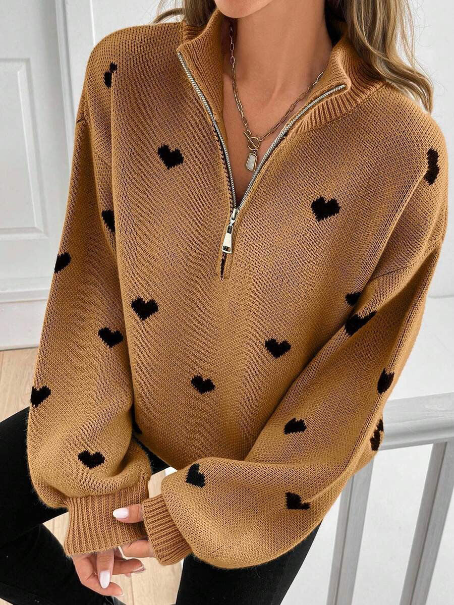 Women's Autumn Knitted Long Sleeve Love Pattern Sweaters