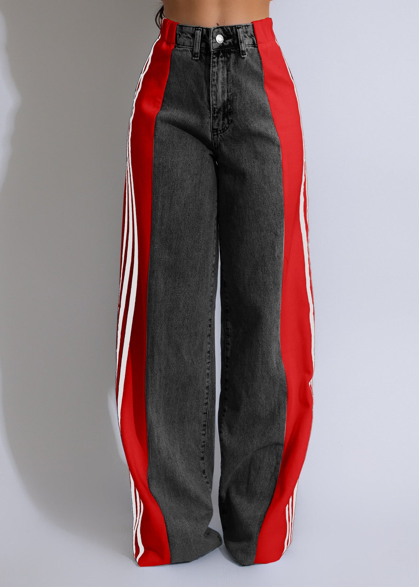 Women's Wide Leg Denim Trousers Casual High Jeans
