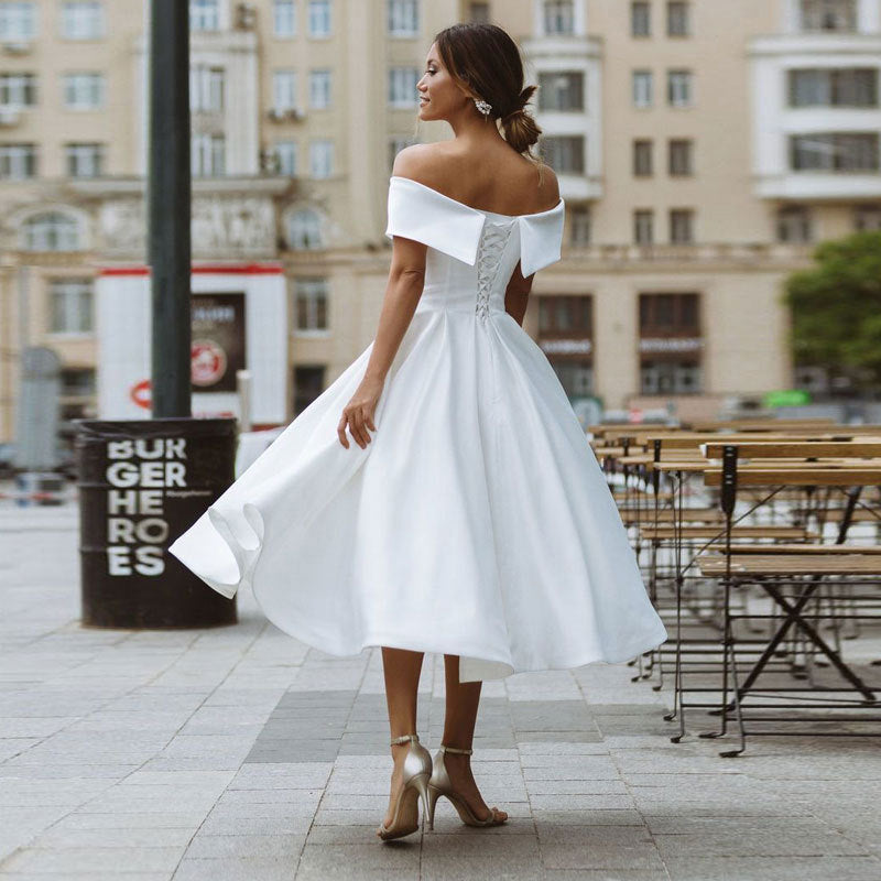 Attractive Comfortable Satin Dress Elegant Simple Wedding Dresses