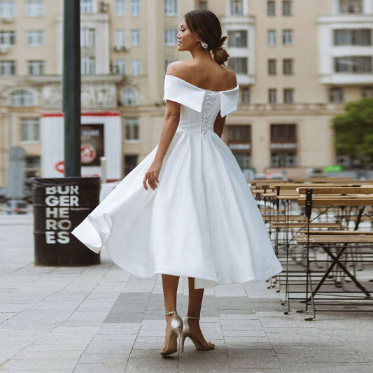 Attractive Comfortable Satin Dress Elegant Simple Wedding Dresses