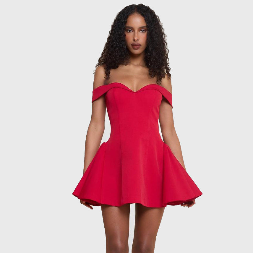 Women's Spring Color Collision Design Sexy Bandeau Dress