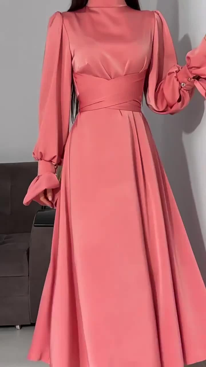 Waist Puff Solid Color Fairy Style Dresses
