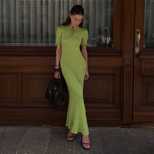 Women's Summer Candy Color Slim Dress Round Dresses