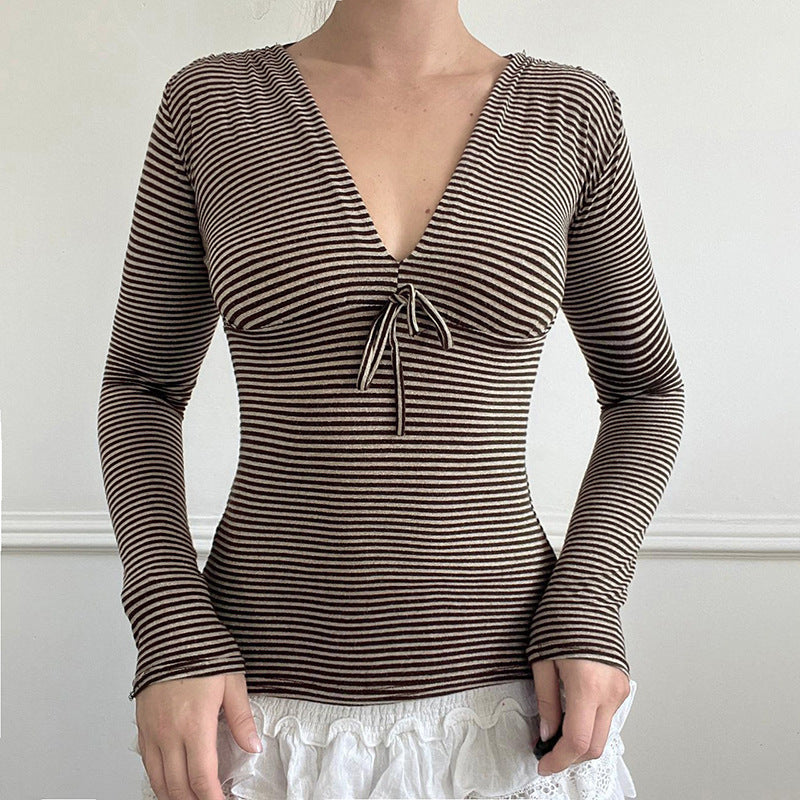 Design Solid Color Hot Pleated Waist Tight Blouses