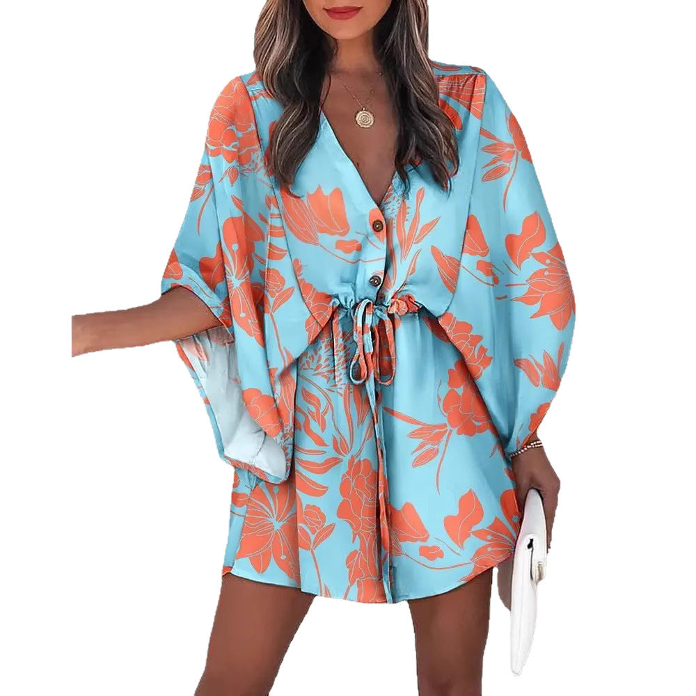 Summer Flying Flounced Sleeve A- Line Leisure Dress