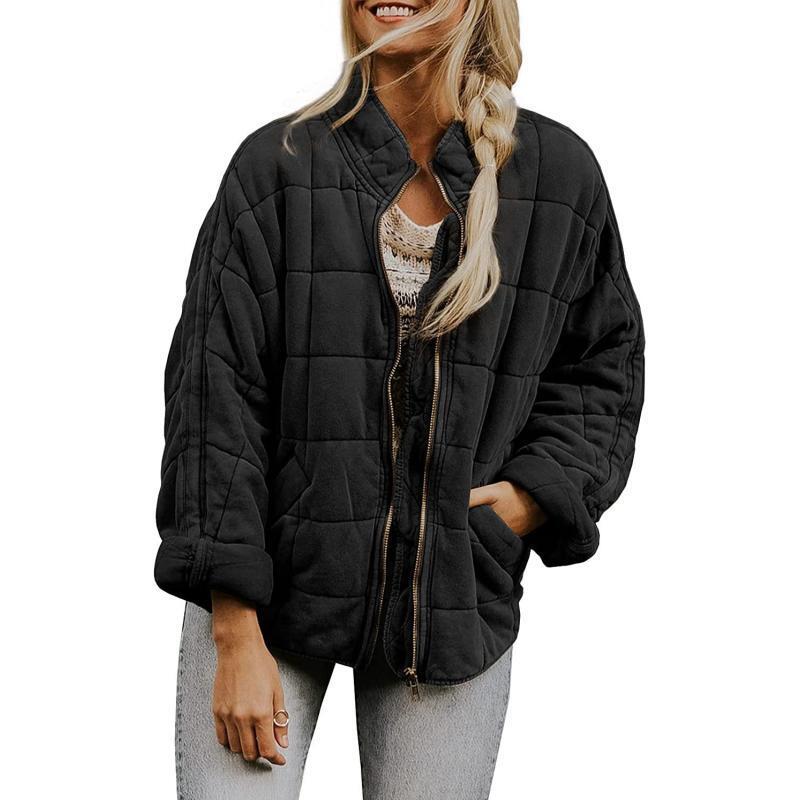 Women's Solid Color Stand-up Collar Loose Pockets Long Coats