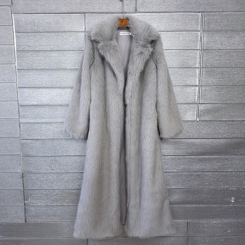 Women's Imitation Plush Furry Fur Extended Collar Coats