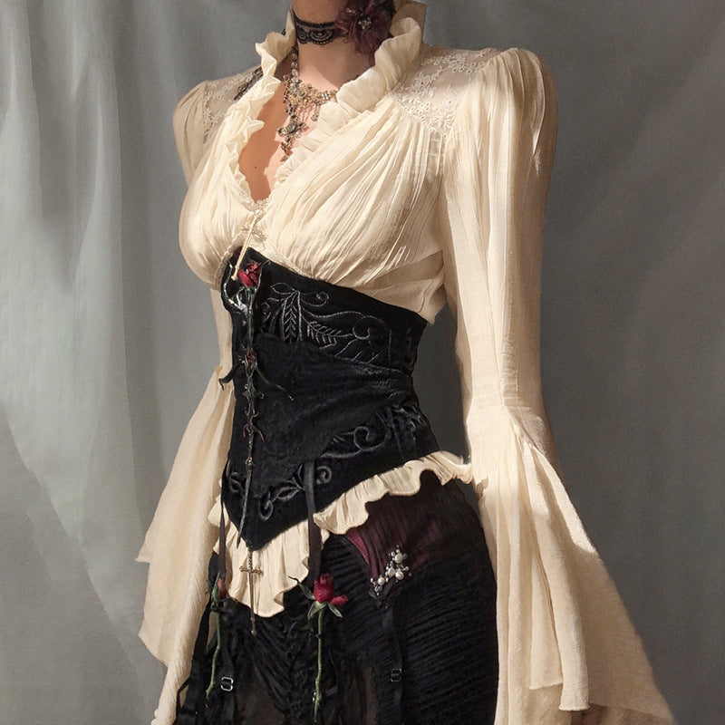 Women's Dark Court Style Long-sleeved Shirt Gothic Blouses