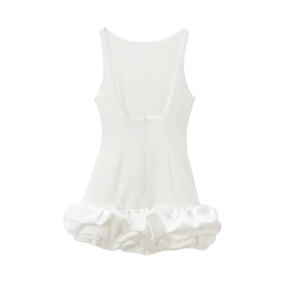 Women's Dress Ruffled Halter Spaghetti Straps Backless Dresses