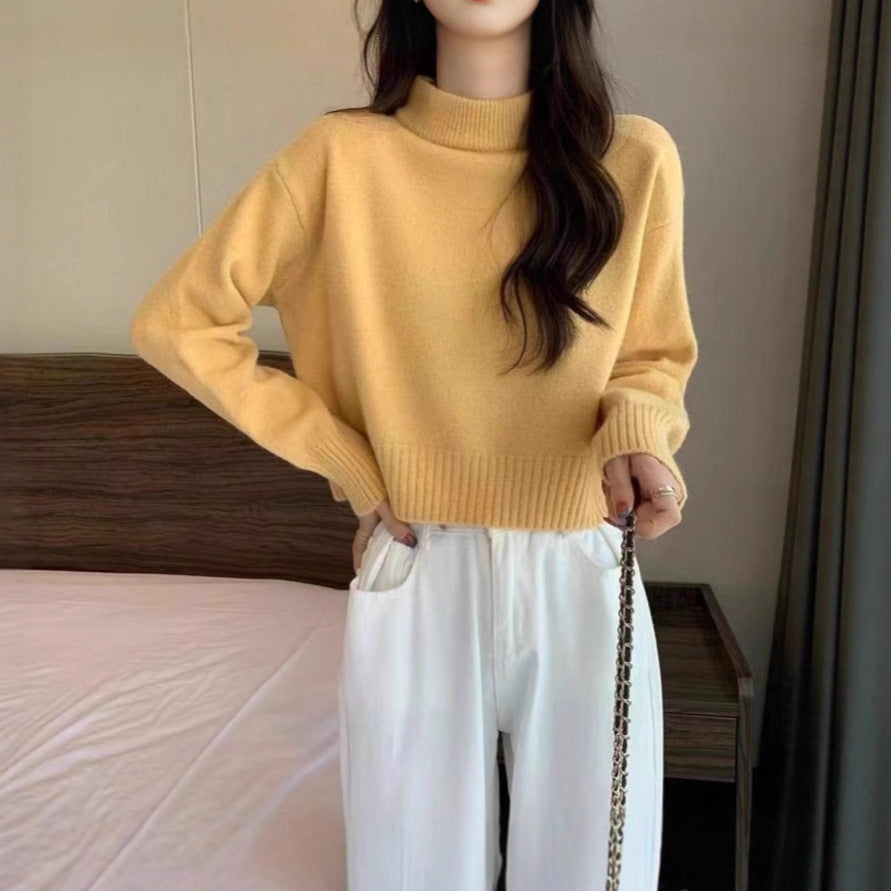 Women's Turtleneck Loose Soft Glutinous Knitted Bottoming Tops