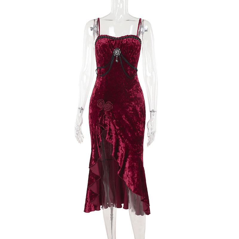 Women's Autumn Sexy Dress Christmas Elegant Dark Dresses