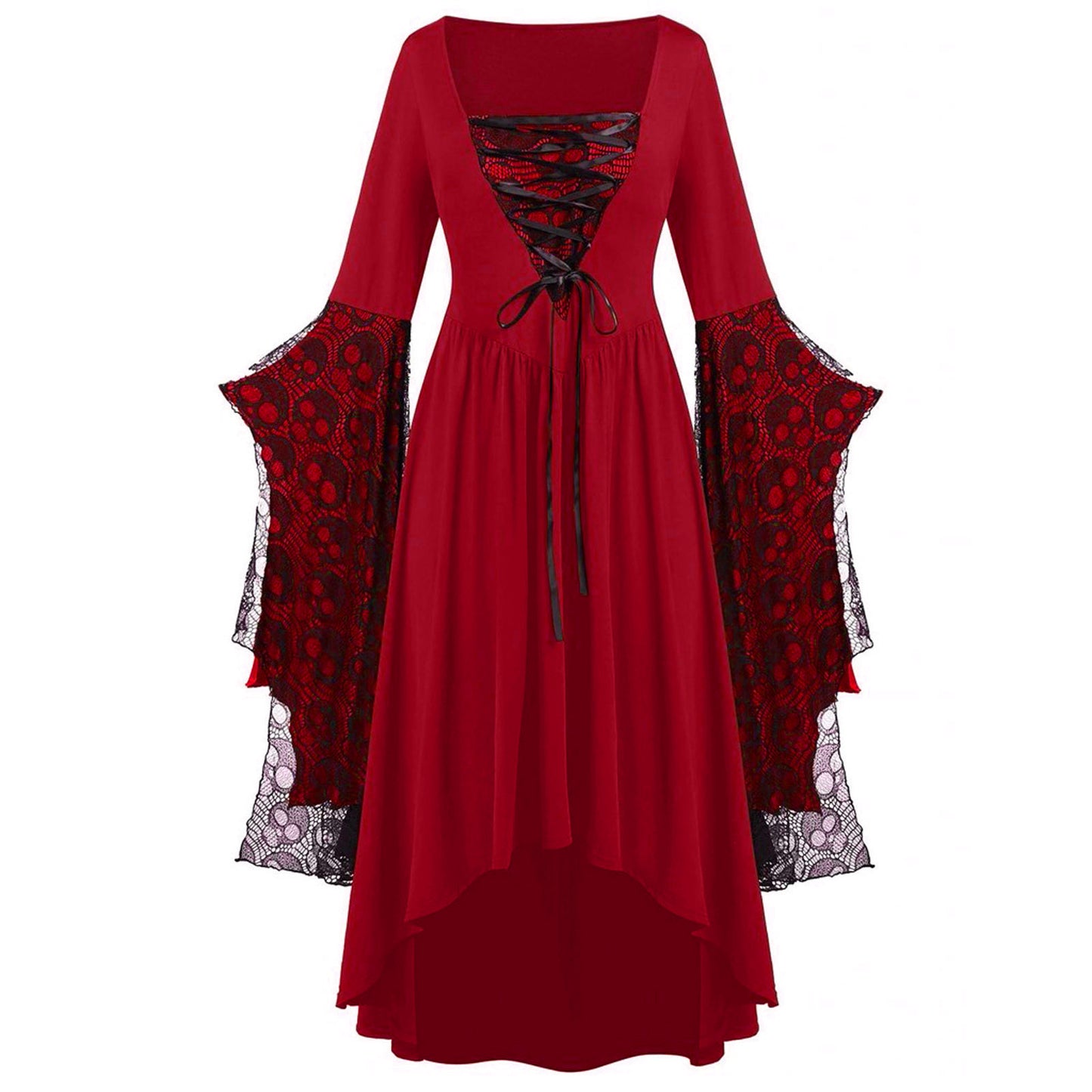 Unique Women's Halloween Skull Lace Tied Dress