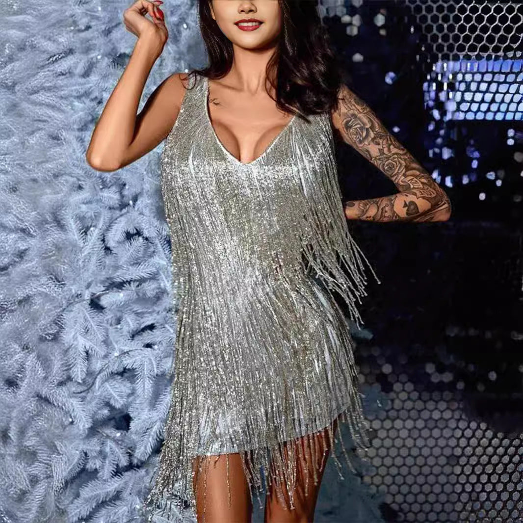 Women's Elegant Sexy Deep V Camisole Gown Dresses