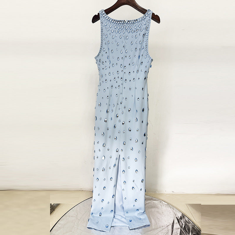 Fashion Bead Diamond Stretch Long Gown Dress