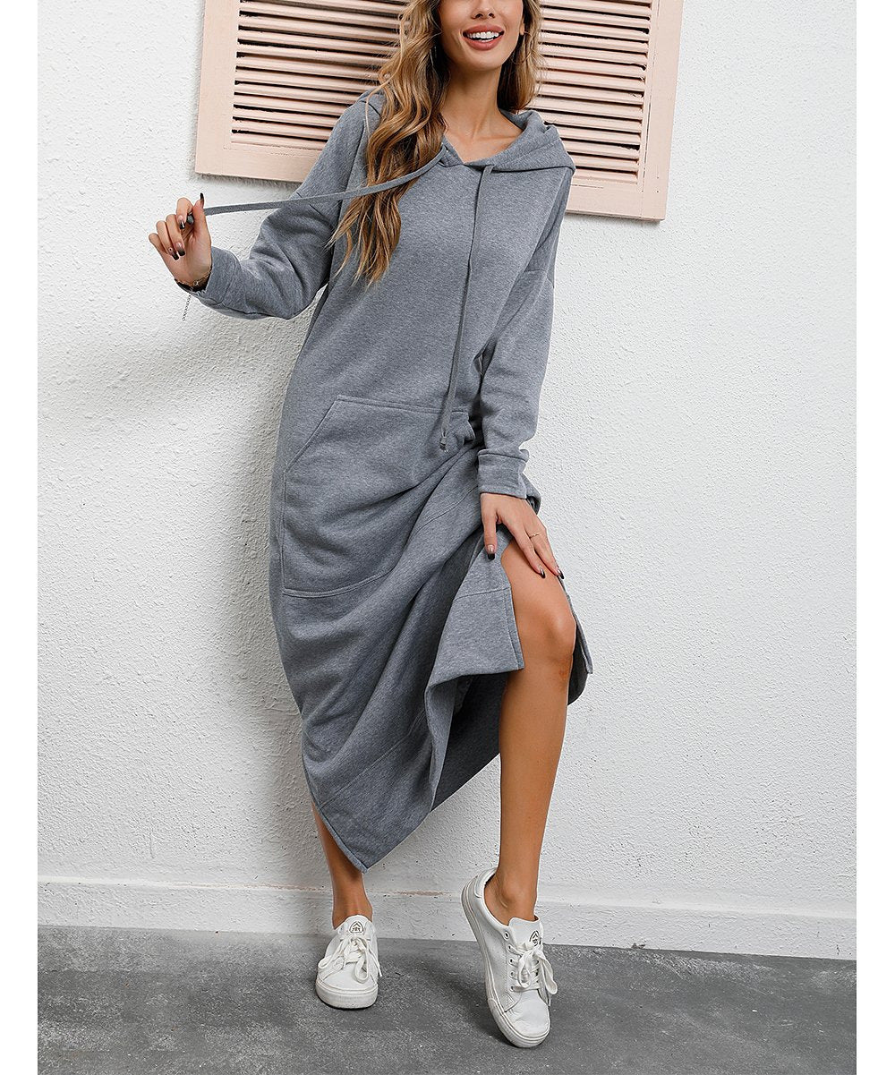 Loose Oversized Knit Hooded Brushed Hoody Casual Fashion Large Dress