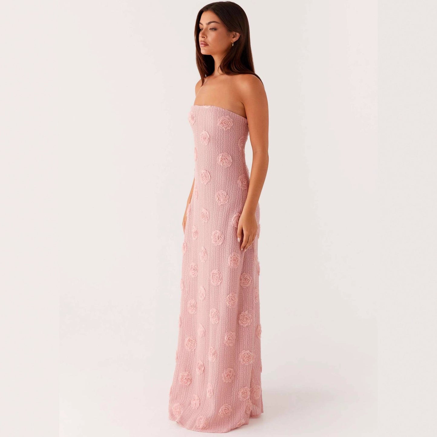Knitted Hip Three-dimensional Flower Backless Vacation Style Dress