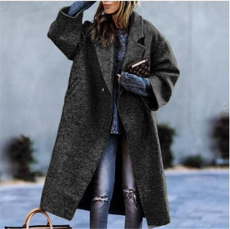 Women's Casual Long Pure Color Warm Keeping Coats