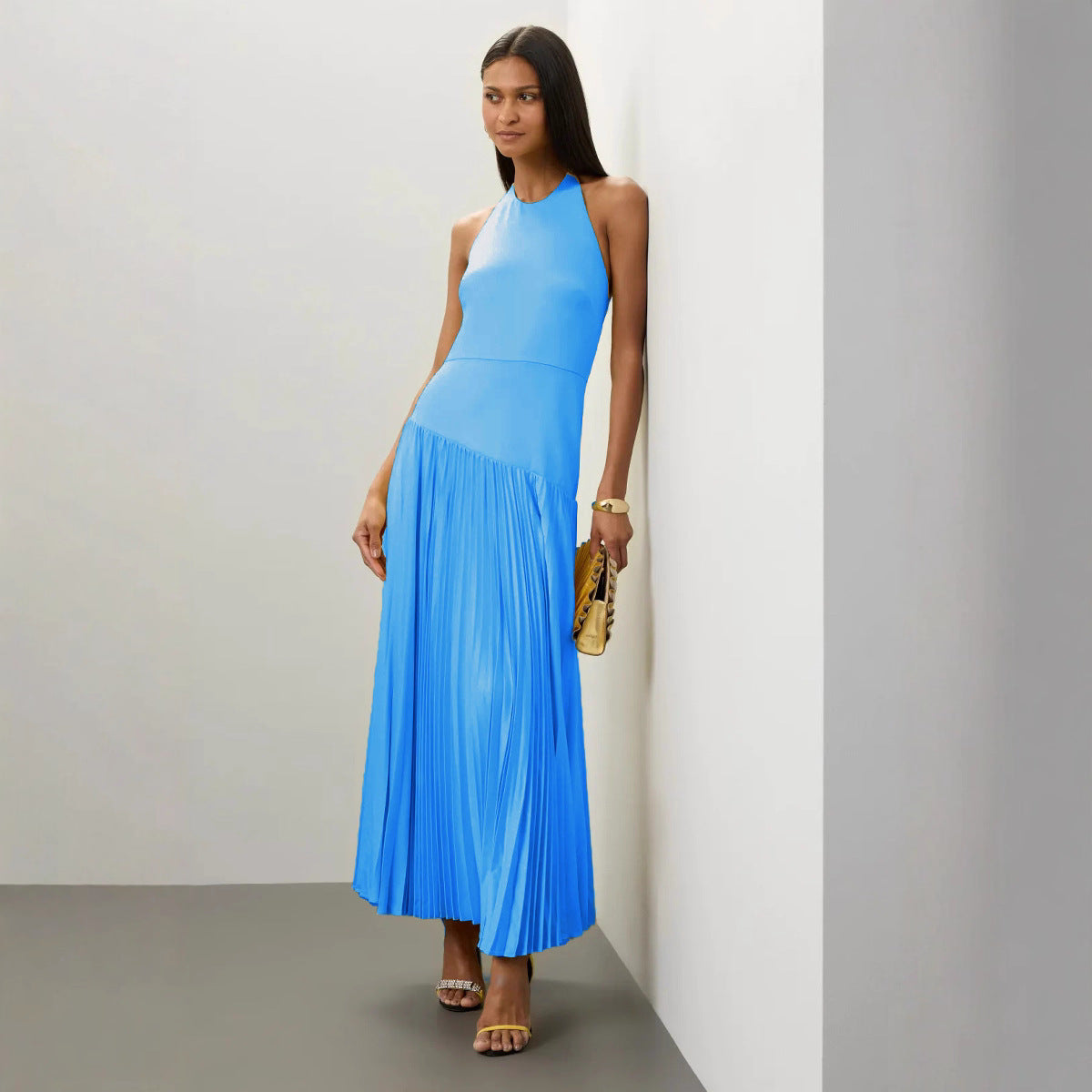 Women's Summer Fashion Casual Pleated Cloth Halter Dresses