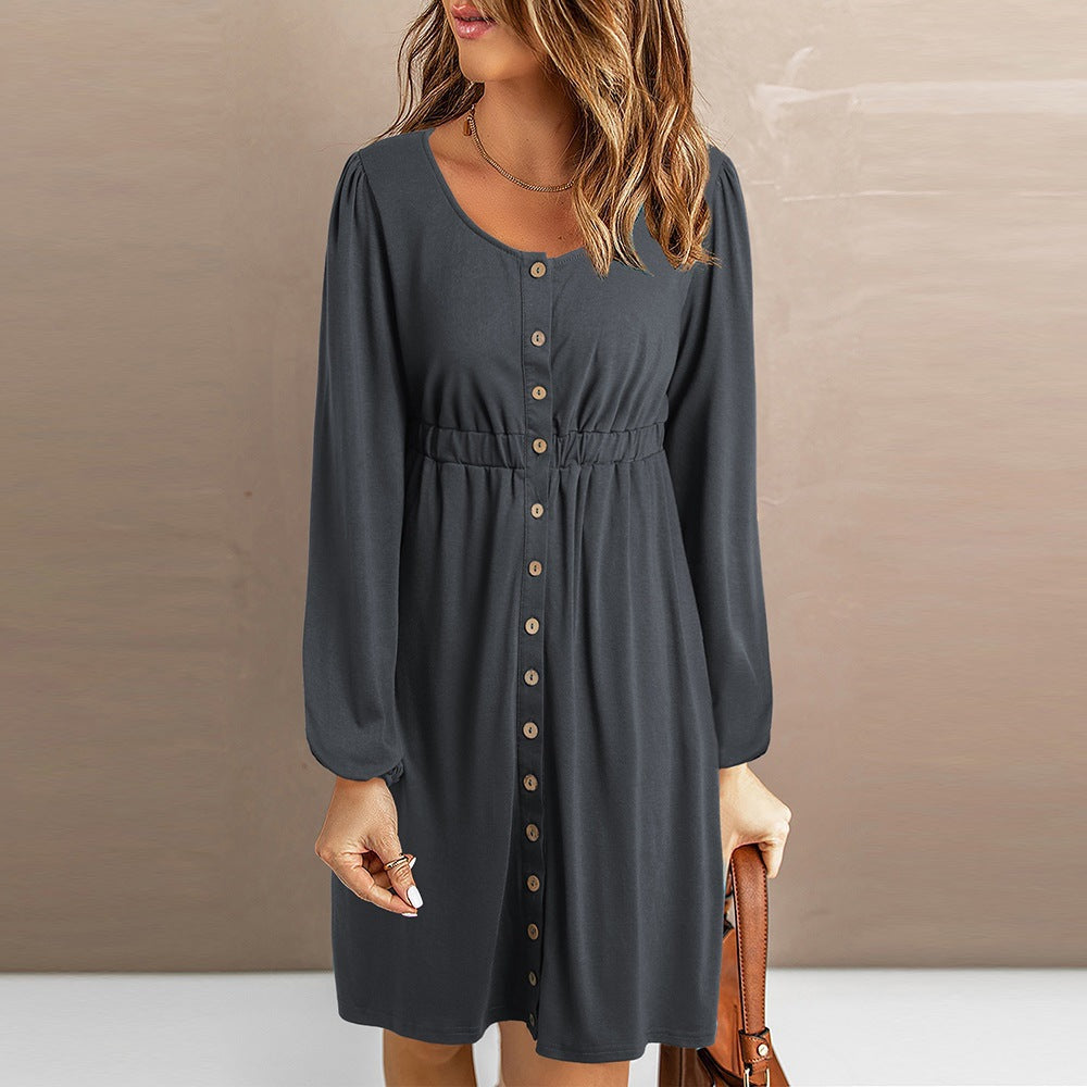 Casual Solid Color Sexy Long Sleeves Dress