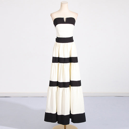 Women's Elegant Long Dress Spring Tube Contrast Dresses