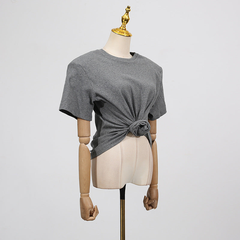 Women's Summer Fashion Round Neck Solid Color Minimalist Blouses