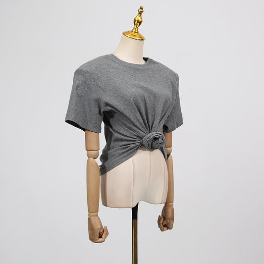 Women's Summer Fashion Round Neck Solid Color Minimalist Blouses