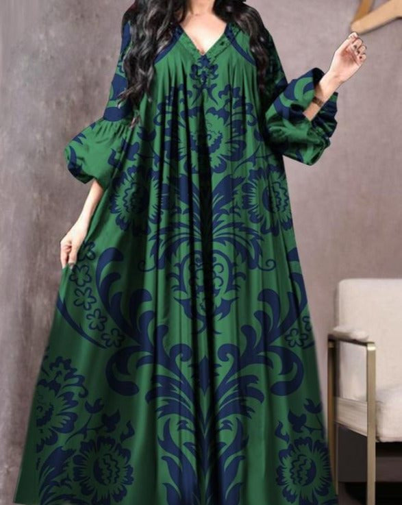 Women's Digital Printing Loose Dress Robe Dresses