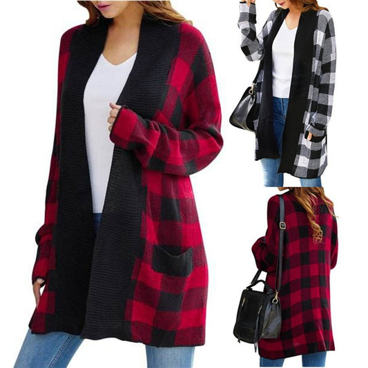 Classy Graceful Women's Plaid Loose Casual Sweaters