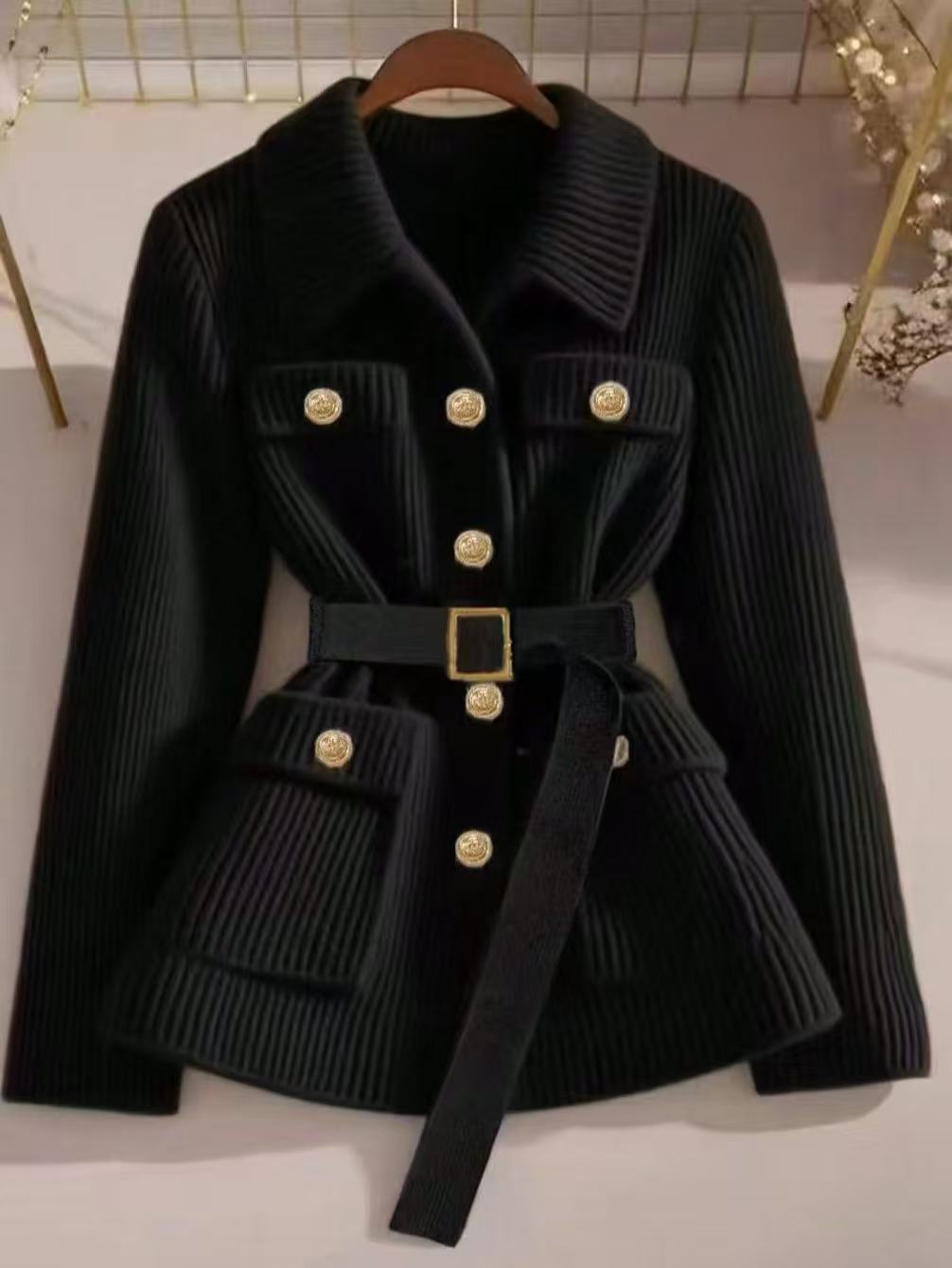 Women's Elegant Casual Solid Color With Belt Thickened Women's Sweater