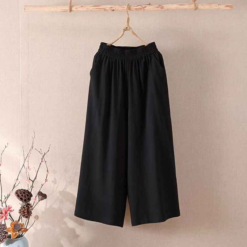 Women's Leg Solid Color Loose Waist Cropped Flab Pants