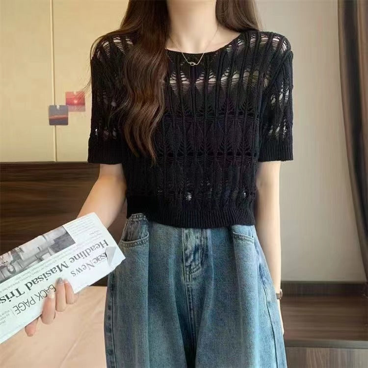 Women's Summer Thin Design Korean Style Ice Silk Elegant Sweaters