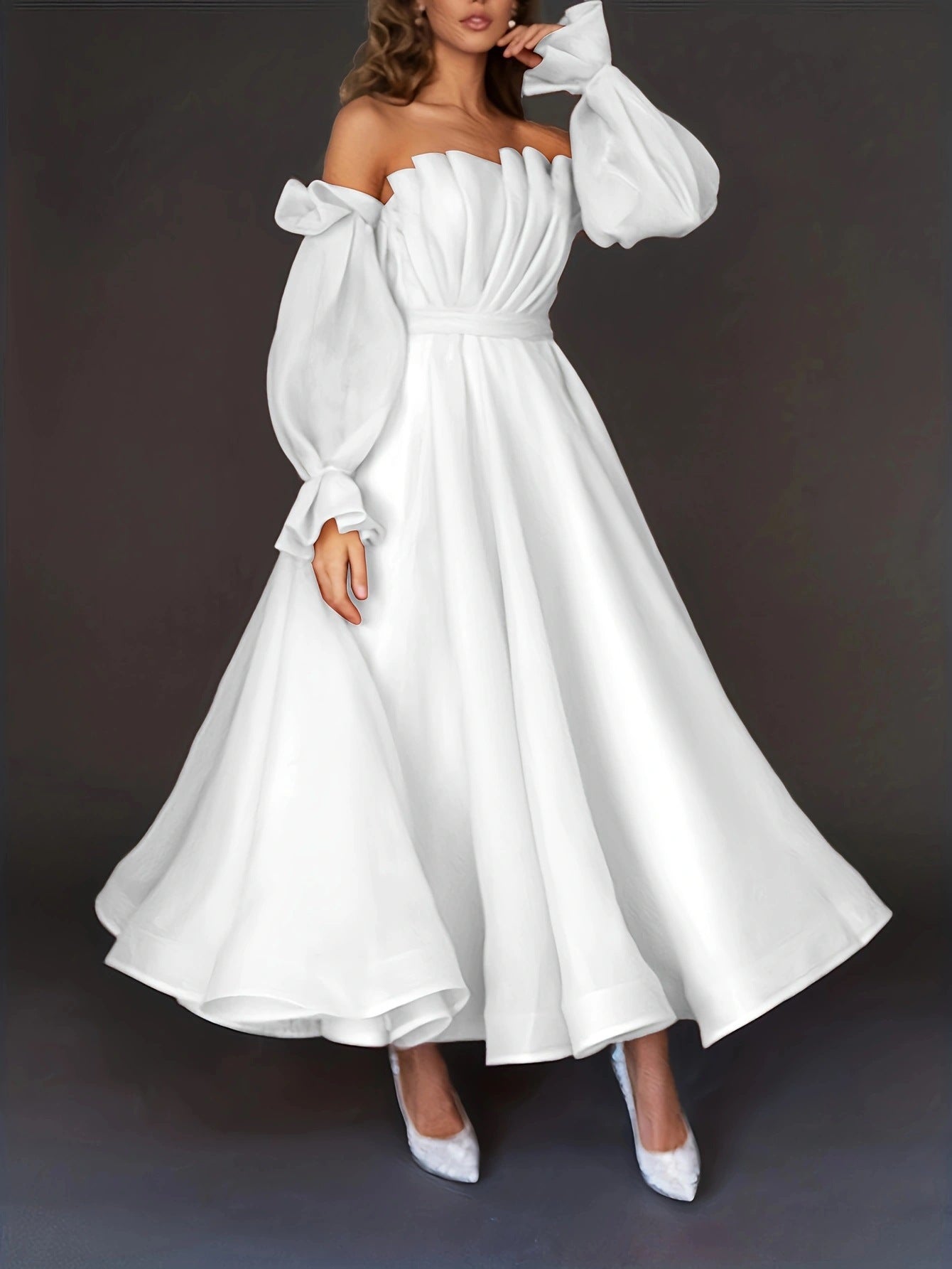 Women's Raglan Sleeve Solid Color Gown Dress Dresses