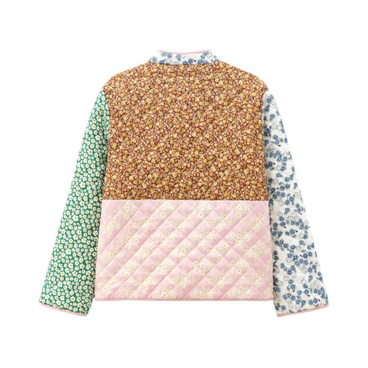 Women's Collar Printed Quilted Loose Casual Patchwork Coats